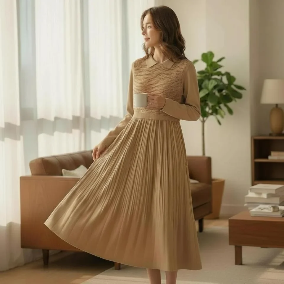 Artisan Ribbed Knit Midi Dress — A heavy ribbed knit midi with a detachable knit vest over it, so one hanger gives you t