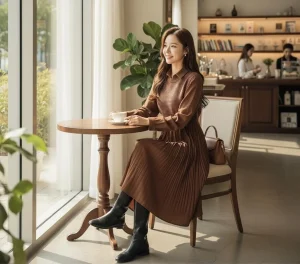 Artisan Ribbed Knit Midi Dress — A heavy ribbed knit midi with a detachable knit vest over it, so one hanger gives you t