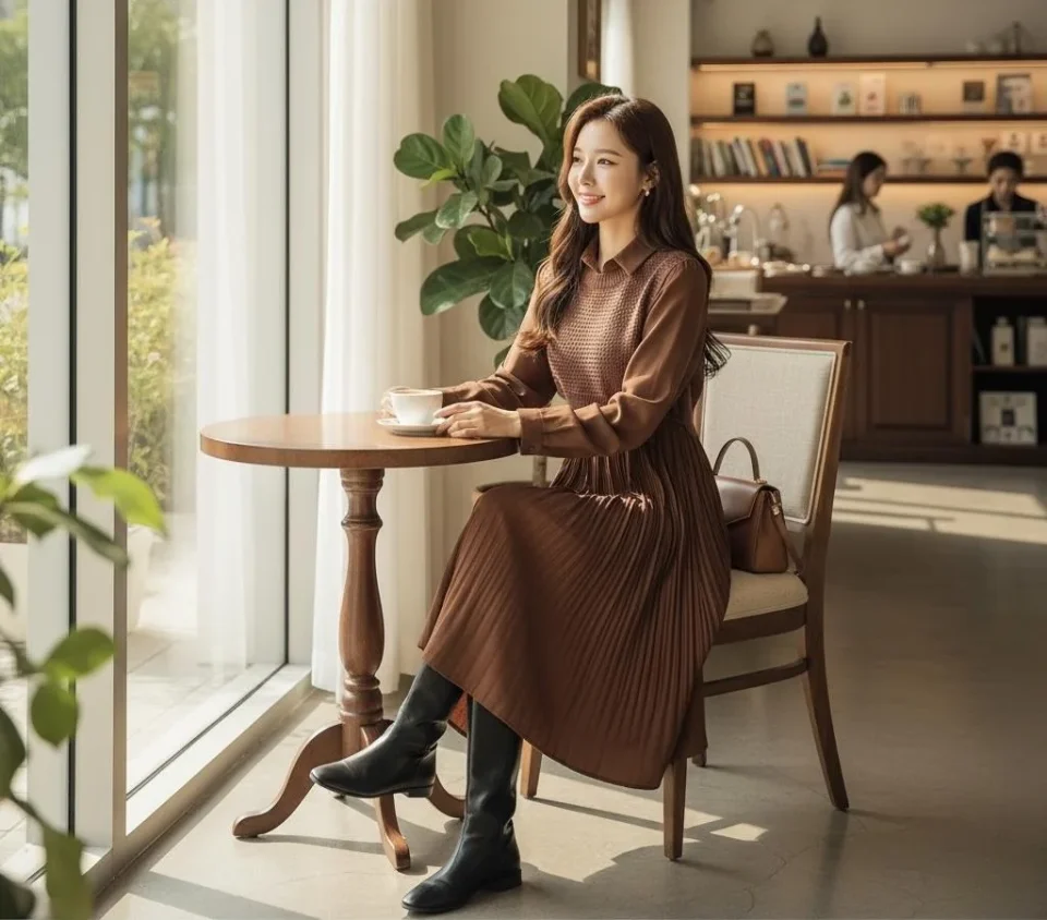 Artisan Ribbed Knit Midi Dress — A heavy ribbed knit midi with a detachable knit vest over it, so one hanger gives you t