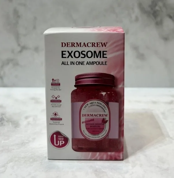 DermaCrew Exosome All-In-One Ampoule — A concentrated ampoule aimed at firmness, pore appearance and collagen, built on
