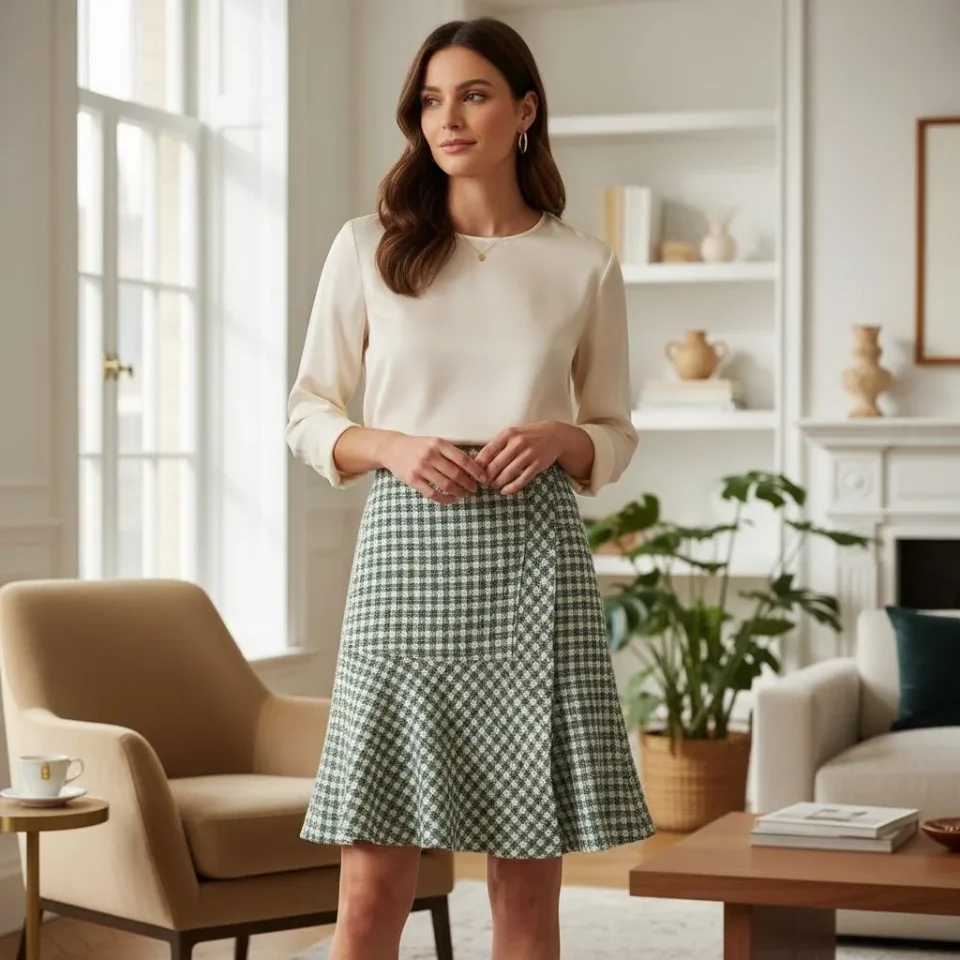 Heritage Check A-Line Midi Skirt