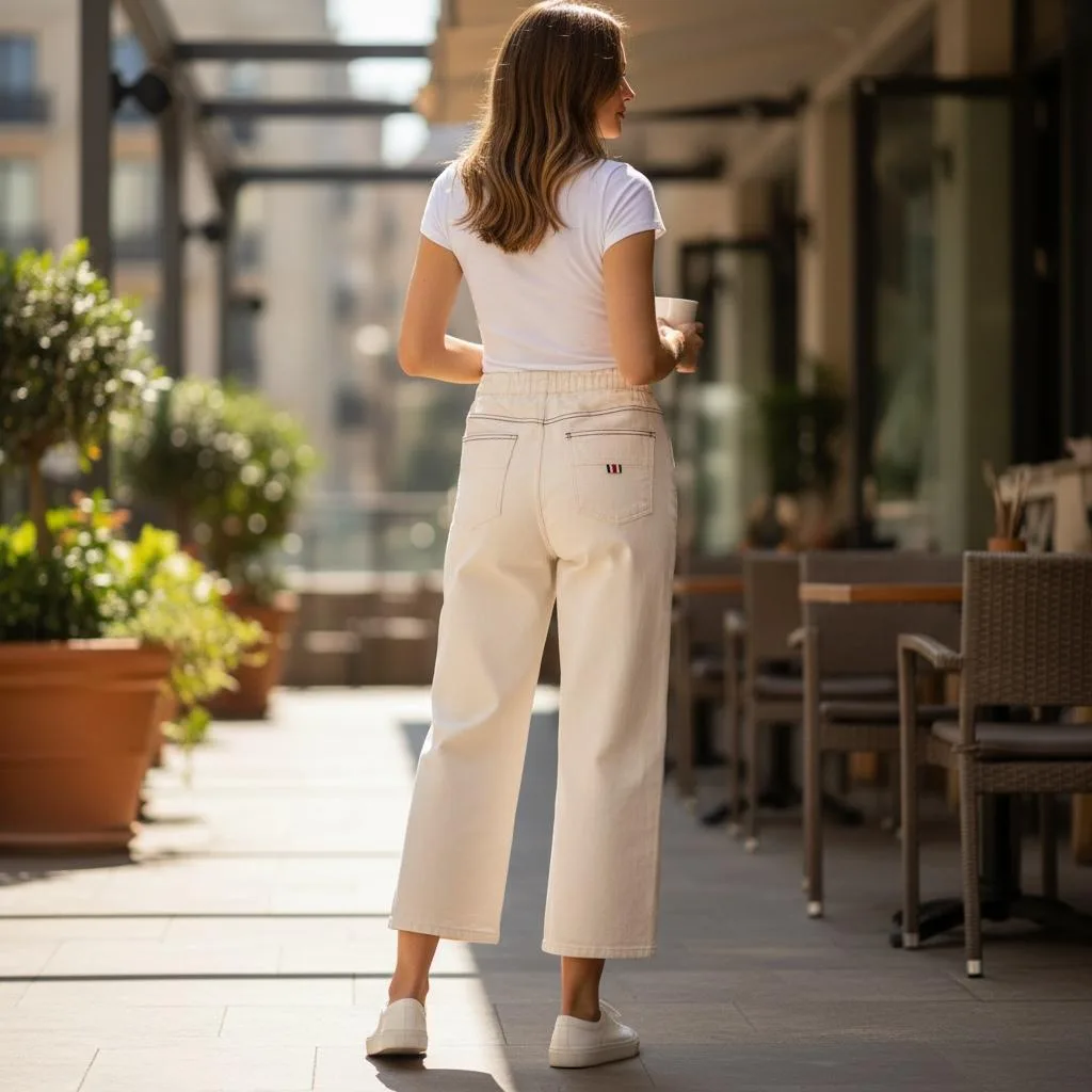 High-Rise Straight-Leg Jeans High-Rise Straight-Leg Jeans — High-rise straight-leg jeans with an elastic back waist. Rise 11 inches, inseam 24 inches