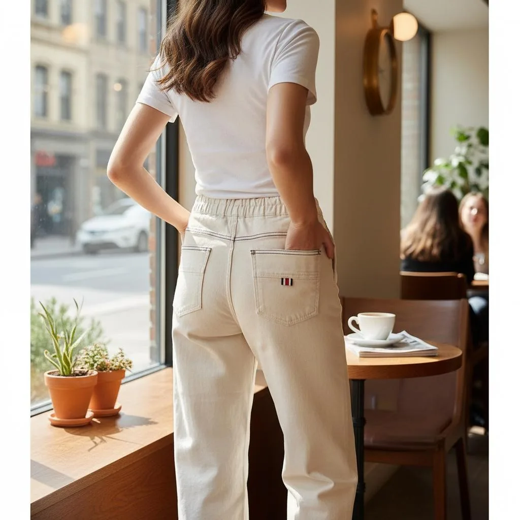 High-Rise Straight-Leg Jeans High-Rise Straight-Leg Jeans — High-rise straight-leg jeans with an elastic back waist. Rise 11 inches, inseam 24 inches