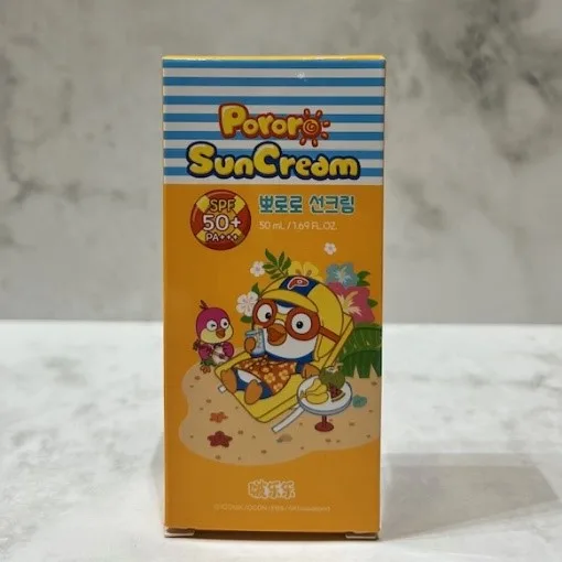 Pororo Sun Cream SPF50+ PA 50ml — A gentle SPF50+ sun cream with aloe vera and oak bark, free from artificial colours. M
