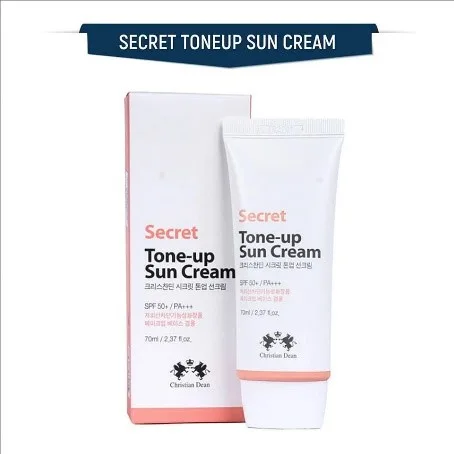 Christian Dean Secret Tone-Up Sun Cream SPF50+ PA+++ 70ml Christian Dean Secret Tone-Up Sun Cream SPF50+ PA+++ 70ml — A pink-tinted physical SPF50+ PA+++ sunscreen that doubles a