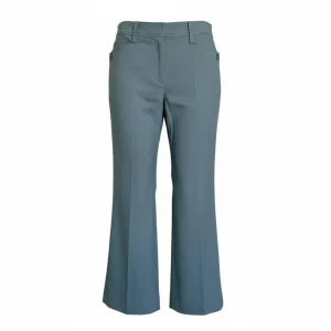 High-Rise Flared Sculpt Trousers — High-waisted trousers with a slight flare at the hem, in a soft blue-grey. Inseam 27 