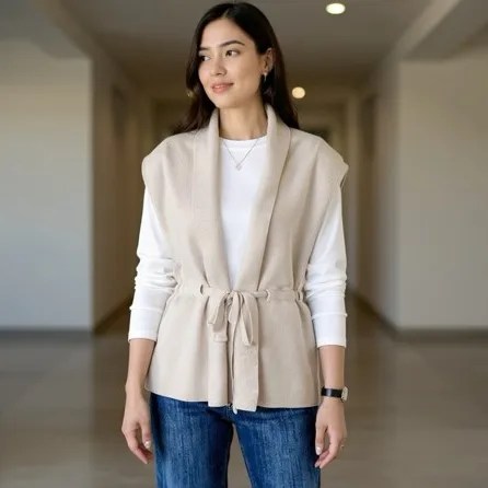 Belted Wrap Knit Vest
