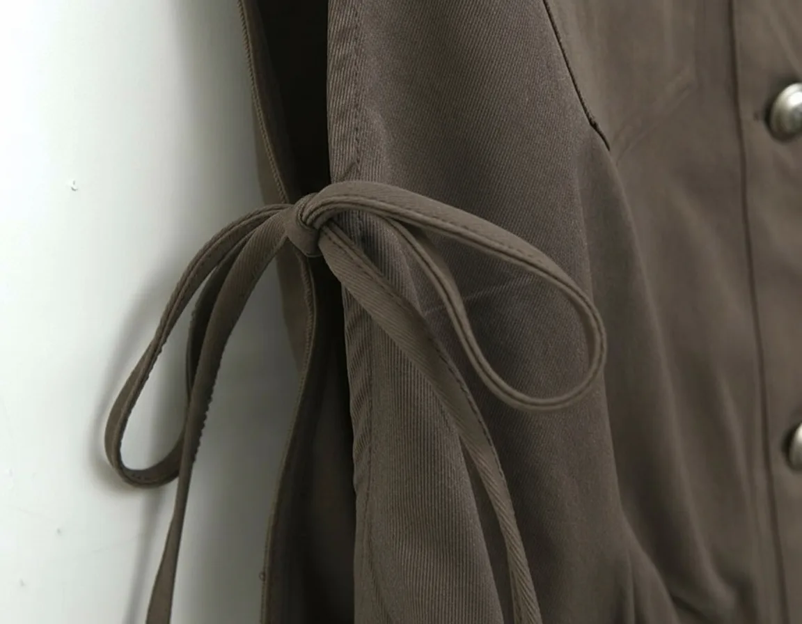 Cropped Utility Tie-Side Vest Cropped Utility Tie-Side Vest — A cropped sleeveless shirt-jacket in washed olive, with chest pockets and lace-up ties a