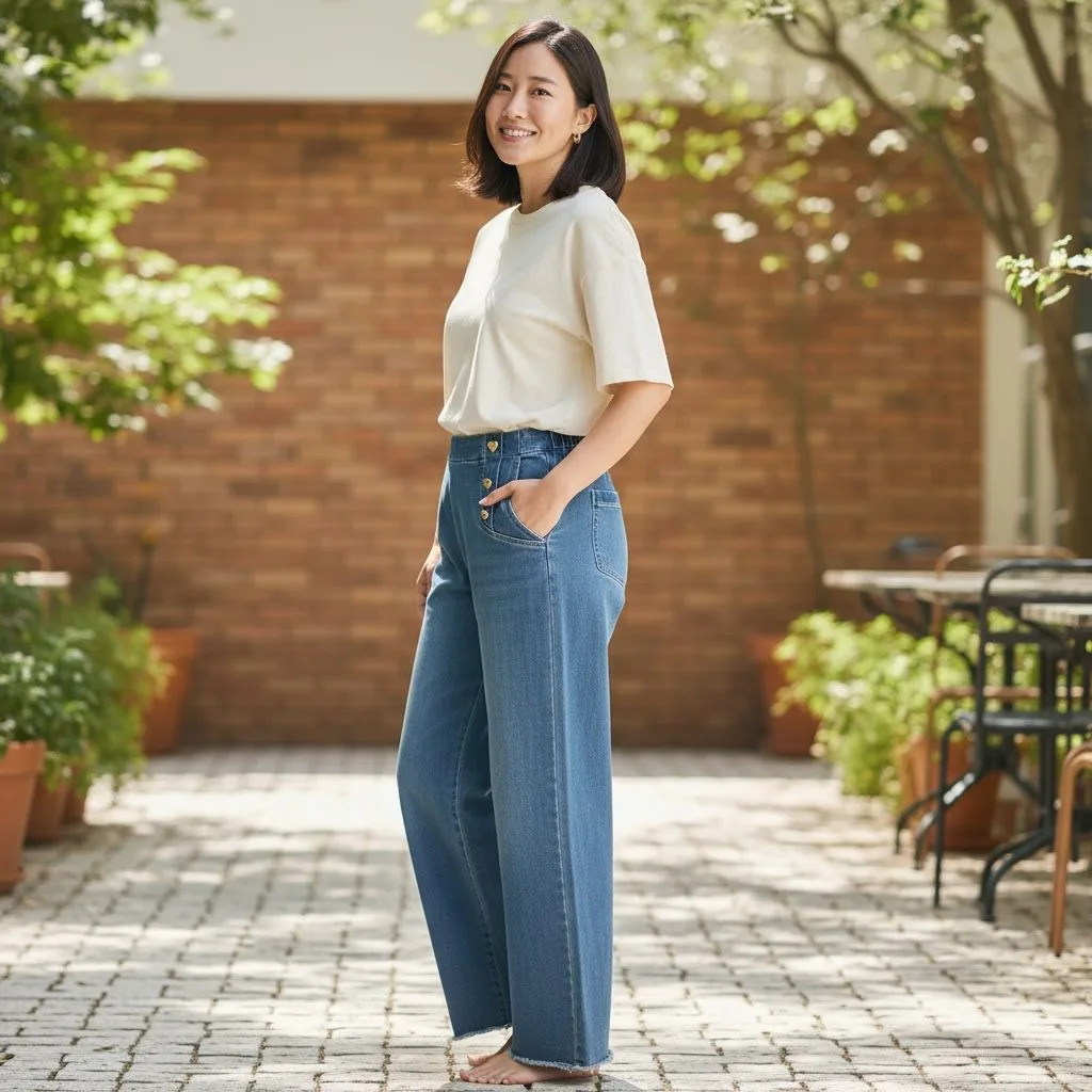 Soft Stretch Wide-Leg Jeans Soft Stretch Wide-Leg Jeans — Wide-leg jeans in an ultra-soft stretch denim with an elastic back waistband fitting 25–32