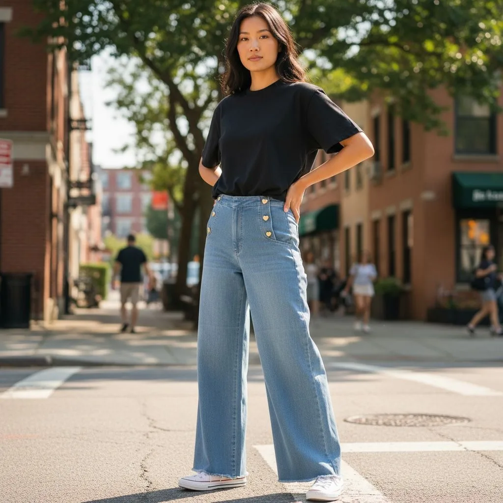 Soft Stretch Wide-Leg Jeans Soft Stretch Wide-Leg Jeans — Wide-leg jeans in an ultra-soft stretch denim with an elastic back waistband fitting 25–32