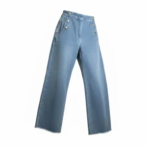 Soft Stretch Wide-Leg Jeans — Wide-leg jeans in an ultra-soft stretch denim with an elastic back waistband fitting 25–32
