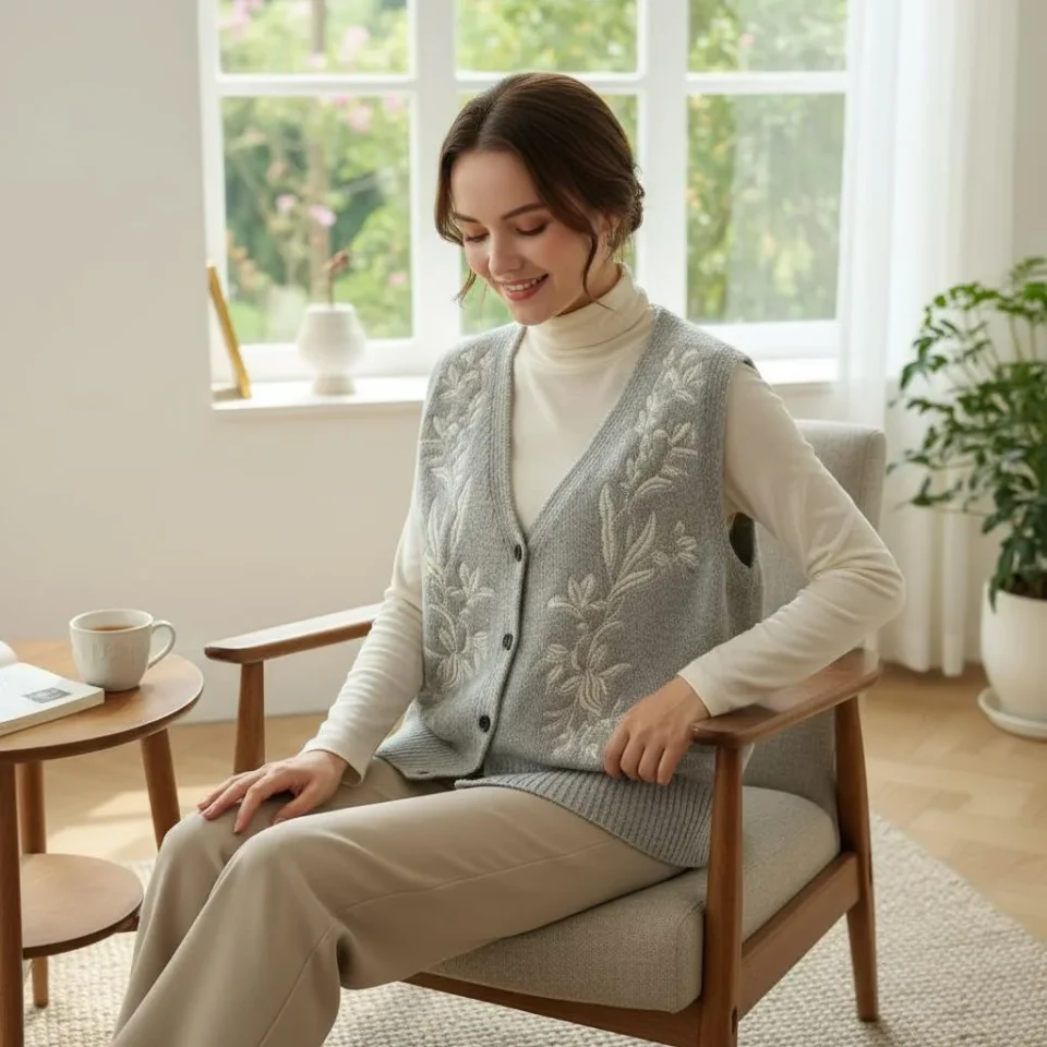 Heirloom Bloom Embroidered Knit Vest