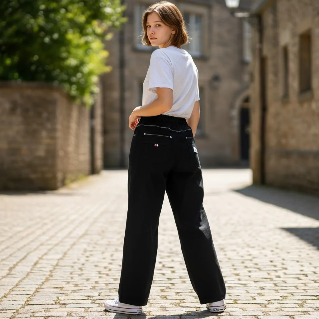 Midnight Wide-Leg Jeans Midnight Wide-Leg Jeans — Deep indigo wide-leg jeans cut high at the waist and falling straight and full to the hem. Cut