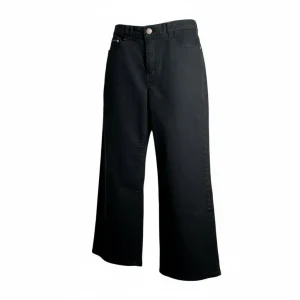 Midnight Wide-Leg Jeans — Deep indigo wide-leg jeans cut high at the waist and falling straight and full to the hem. Cut