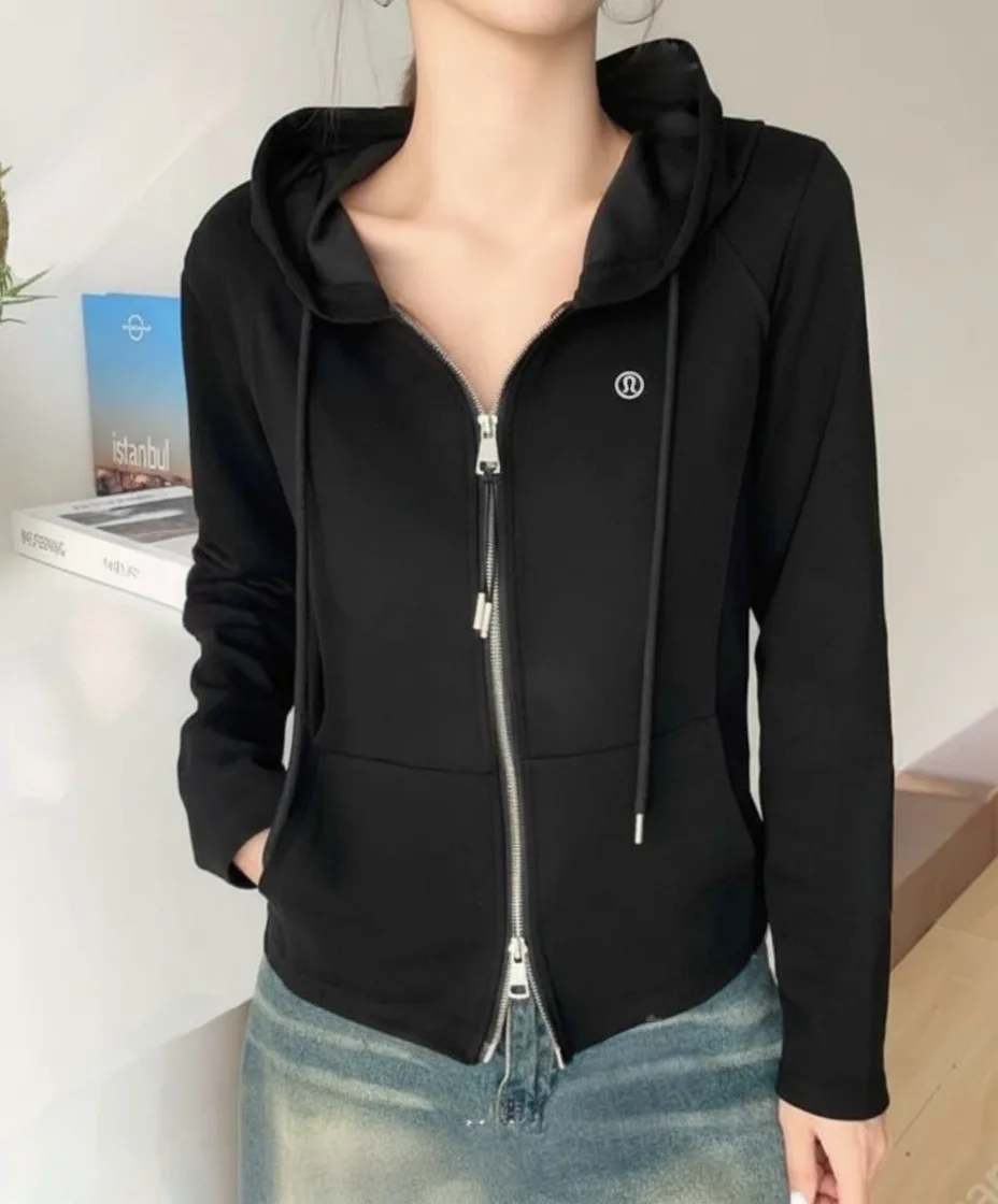 Full-Zip Hoodie — A soft lightweight full-zip hoodie with drawstrings and front pockets, in wine red, black or white.